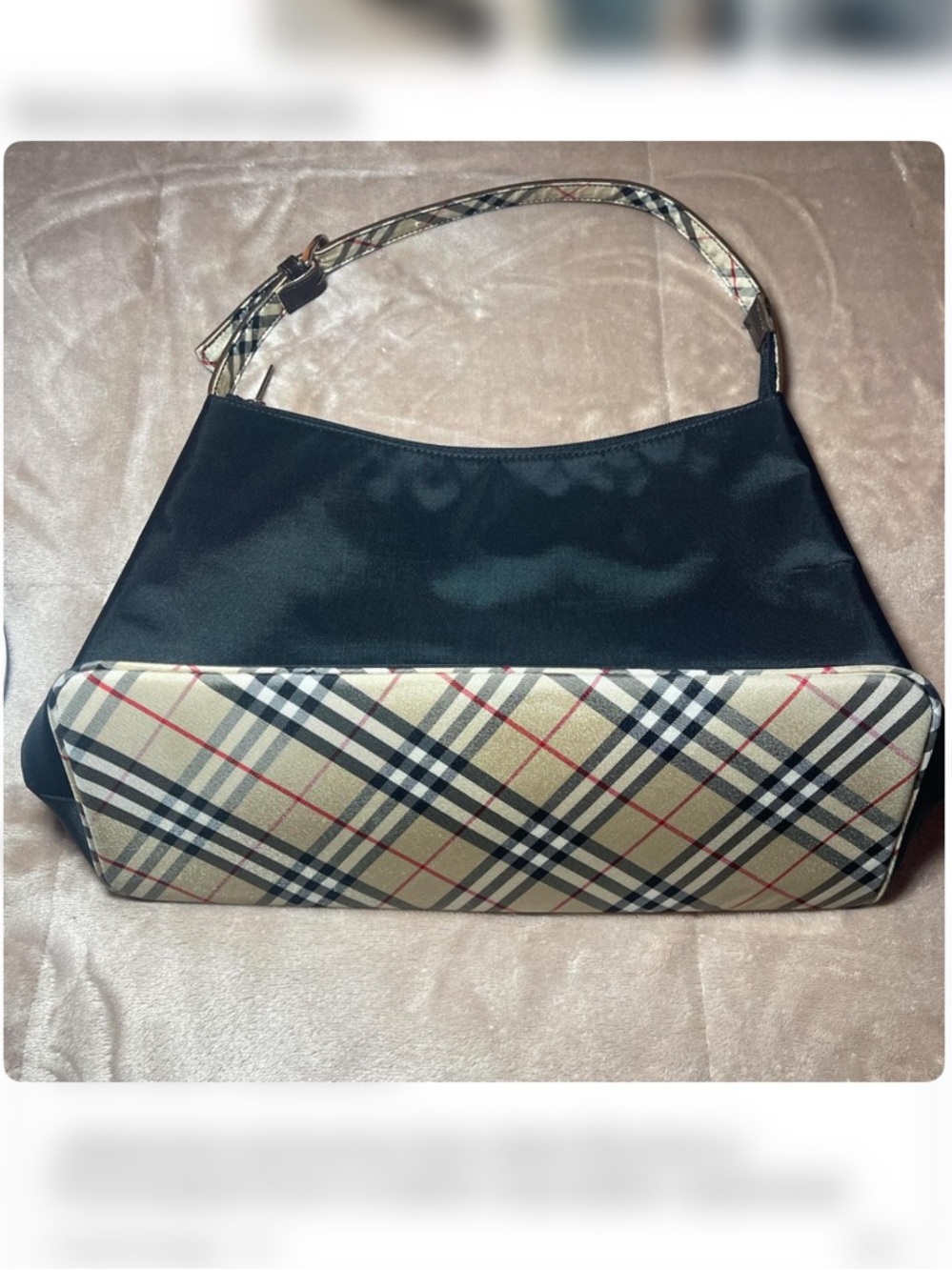 Black and Beige Plaid Shoulder Bag